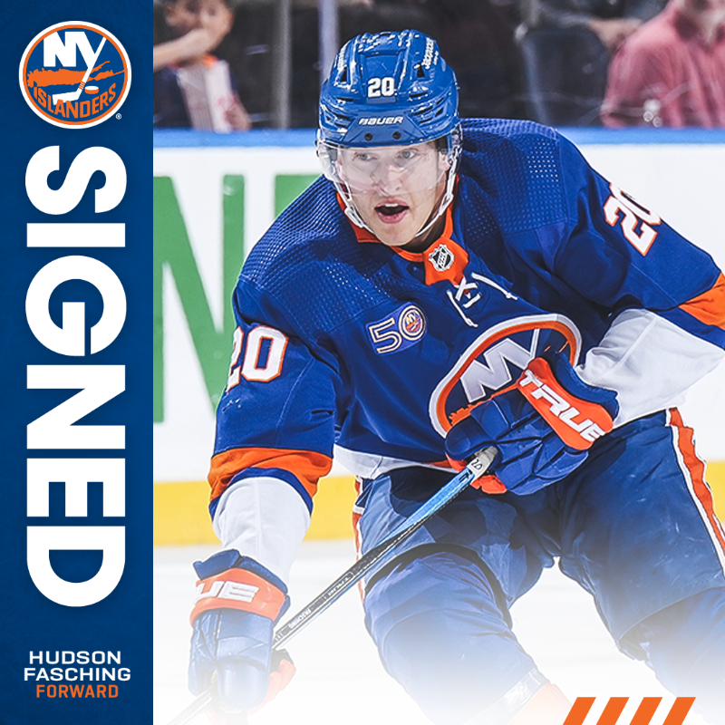 NYIslanders's tweet photo. #Isles Transaction: The New York Islanders have signed forward Hudson Fasching to a two-year contract.