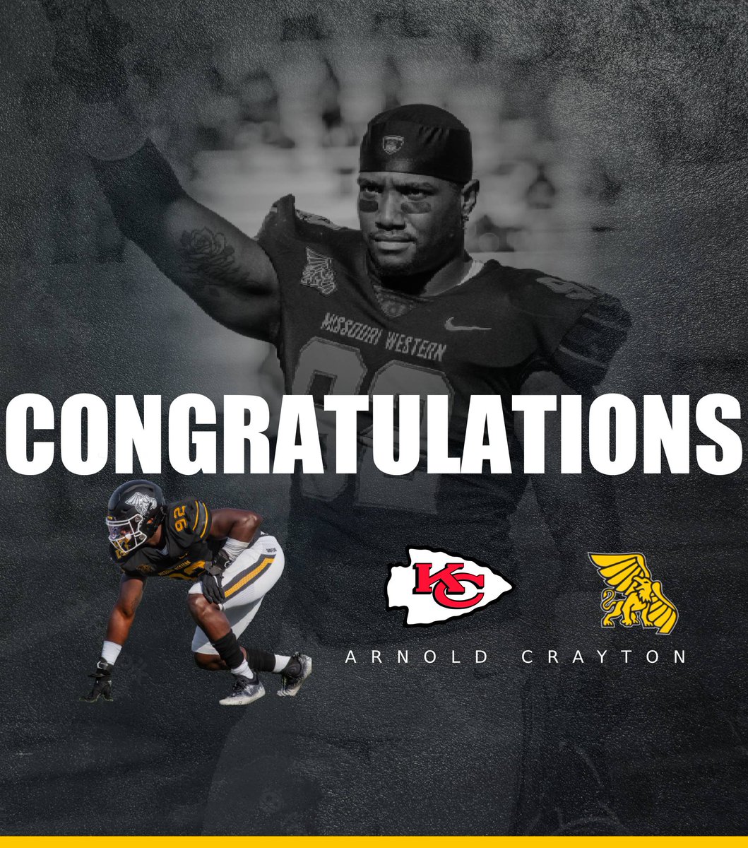 MWSU_Football's tweet photo. Congratulations to @Arnold_Crayton and @cummings_kobe on being invited to the KC Chiefs Rookie Mini Camp! Griffon family is rooting for yall!! https://t.co/Ws9z5FJKOS