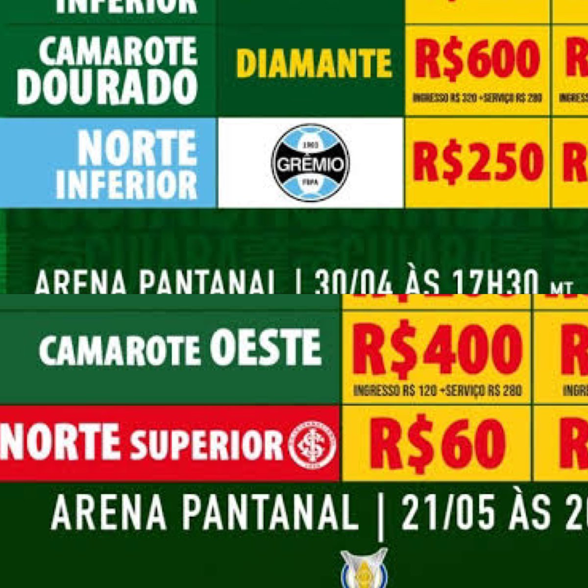 FBITricolor's tweet photo. Nossa torcida vs a deles na Arena Pantanal.

Ingresso pra nossa: R$250.
Ingresso pra deles: R$60. 

O maior do sul lota em qualquer lugar. https://t.co/36yS7A0EGD