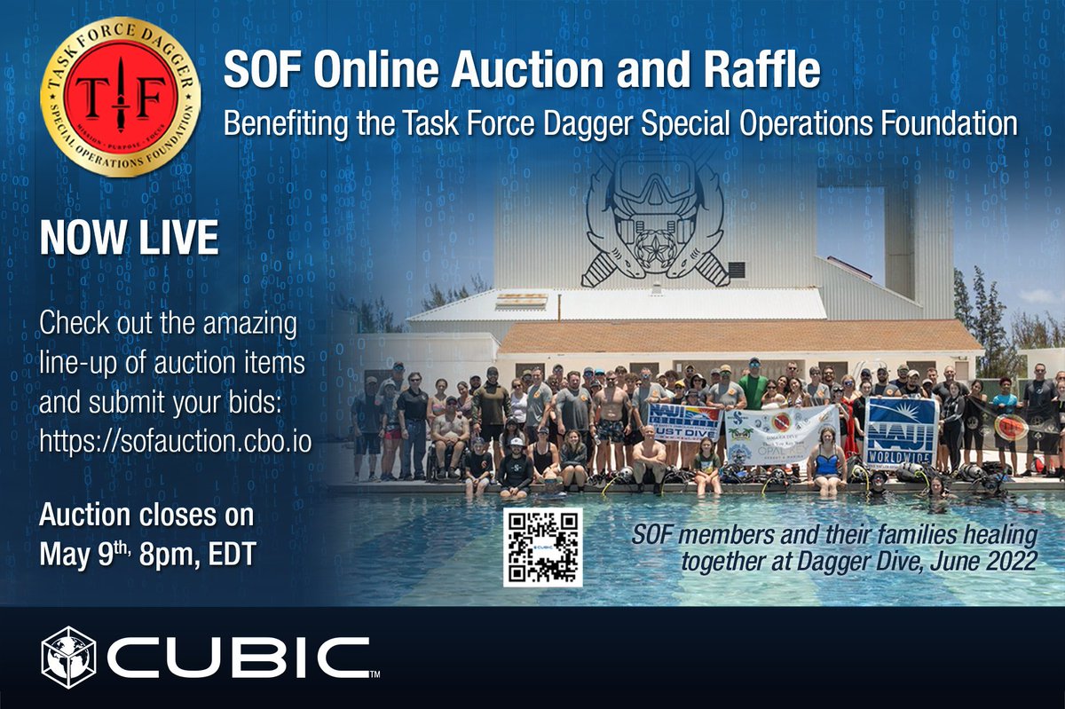 We're proud to support the <a href="/TFDaggerFDN/">TF Dagger Special Operations Foundation</a> and the services they provide to the wounded, ill, or injured members the #SOF Community. The SOF Online Auction is now live and is a great way to lend your support. Register today and submit your bids! hubs.ly/Q01NftwR0