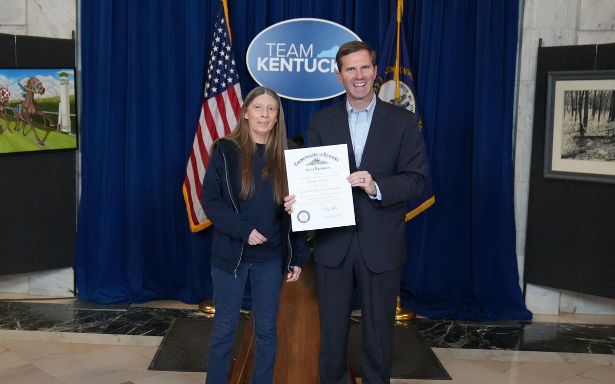 GovAndyBeshear's tweet photo. Our State Capitol is the People's House and it remains welcoming and beautiful thanks to the dedicated maintenance team. These Kentuckians work so hard and lead with kindness, and I was proud to celebrate them and their efforts by making them all Kentucky Colonels. https://t.co/LD1ZLVBjJM