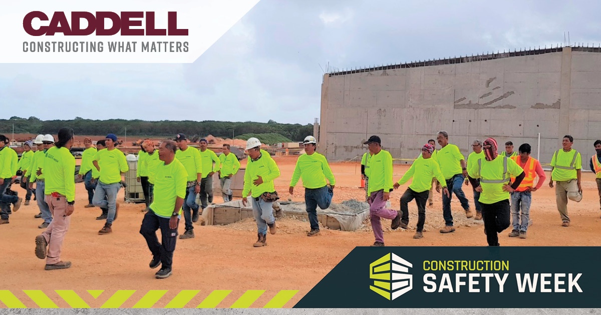 CaddellConst's tweet photo. Safety Week is in full swing! Check out these shots of our project staff around the world on day one of #ConstructionSafetyWeek. #ConstructingWhatMatters #CaddellSafetyAlways #BuiltOnSafety #StrongVoicesSafeChoices #CNJV #OneTeam https://t.co/6zQsx4fCcB