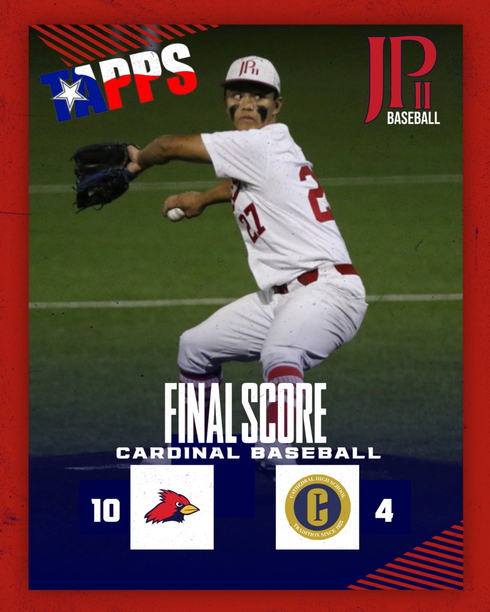 MOVING ON!!....Baseball gets the 10-4 win against El Paso Cathedral.  Congrats Cards! @JPIIHSBASEBALL