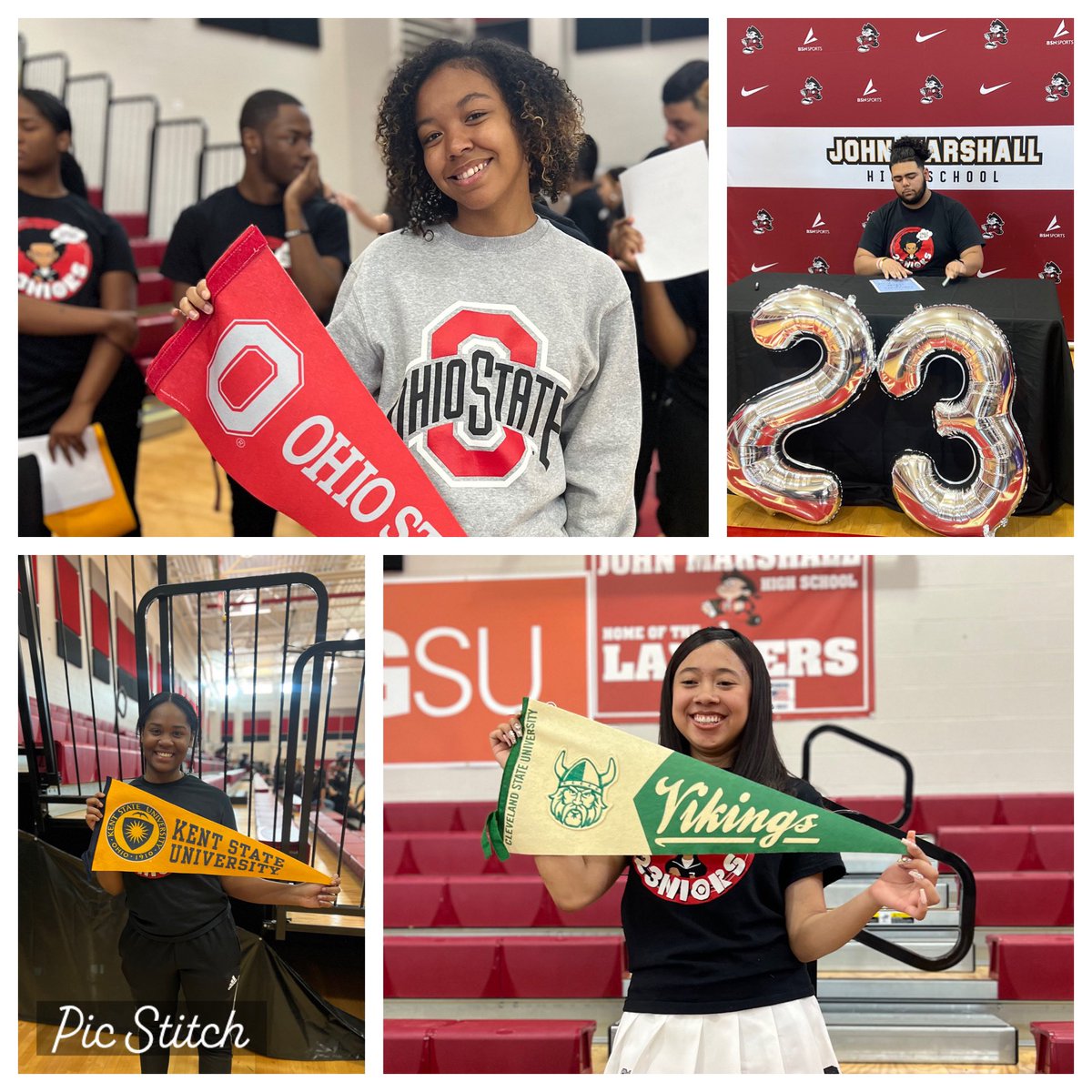 Students at <a href="/CLEMetroSchools/">Cleveland Metropolitan School District</a> John Marshall Businesses shared their college decisions today with a signing day ❤️ 🖊️