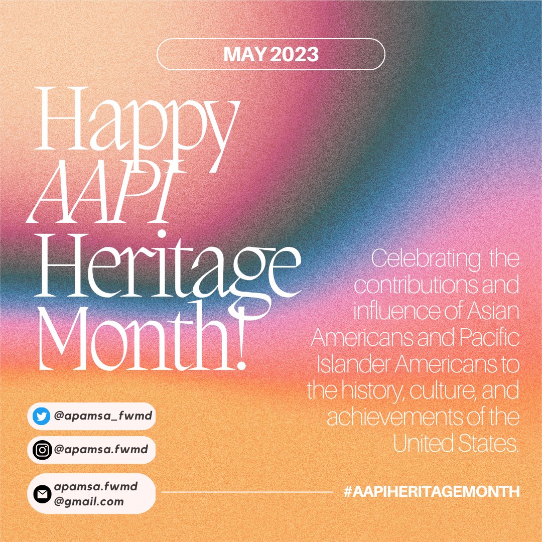 May is #AAPIHeritageMonth ! All month long we will be promoting and celebrating our AANHPI heritage while bringing awareness to our communities' healthcare needs. Follow us on Twitter and Instagram!