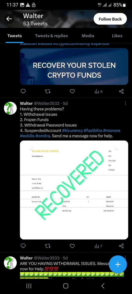 Scam exposed tweet media