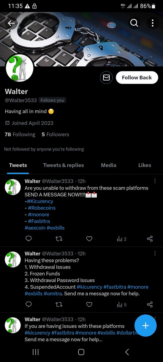 Avoid contacting profiles like this, they are all thieves, they claimed to be HACKERS and help you recover your funds, but they are thieves and will demand money from you.
They will keep asking you for money.