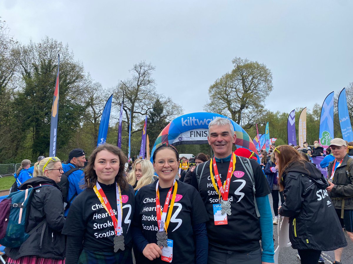 A huge well done to @milenium0 @FionaBoydMEng and @AndyKerrBME for completing this year's @thekiltwalk! They raised money for @CHSScotland a key partner for our centre. The whole @StrathBiomedEng team is proud of what you achieved 🤩🙌🏻

#strokerehab #strathlife #KiltwalkGlasgow