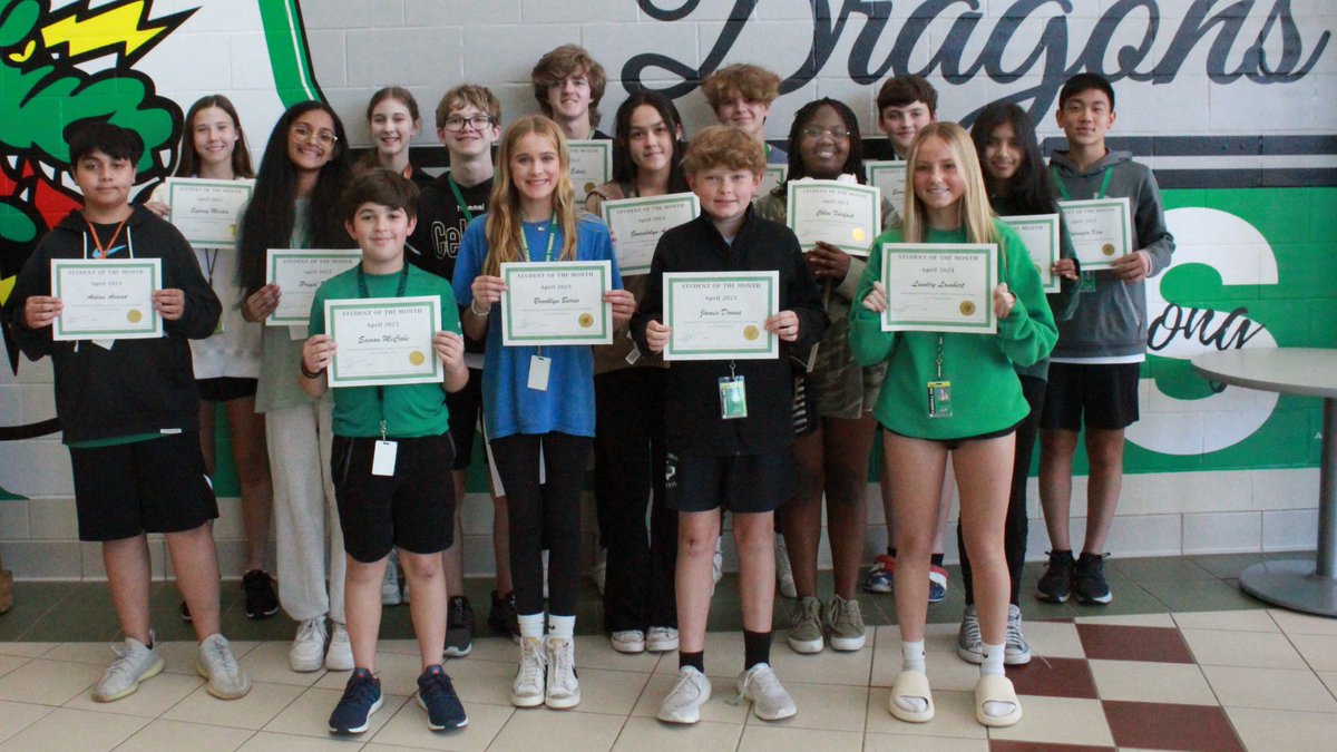 18 days left of school won't stop these Dragons! Our CMS teachers proudly present you with the April Students of the Month. Congratulations! 🎉🐲