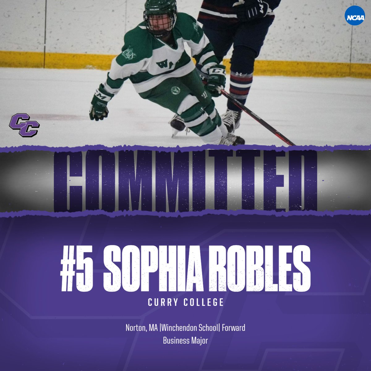 Sophia Robles joins us from @WinchGVHockey and will be majoring in Business. #Curry2027 #BleedPPPurple 🥳