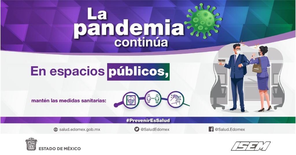 Sigamos cuidándonos ante #Covid_19mx, evitemos contagios, te invitamos a seguir las recomendaciones:
- Usa cubrebocas, en especial en lugares con poca ventilación.
- Mantén la sana distancia.
- Lávate las manos y utiliza gel antibacterial.
#CuidemosTodosDeTodos