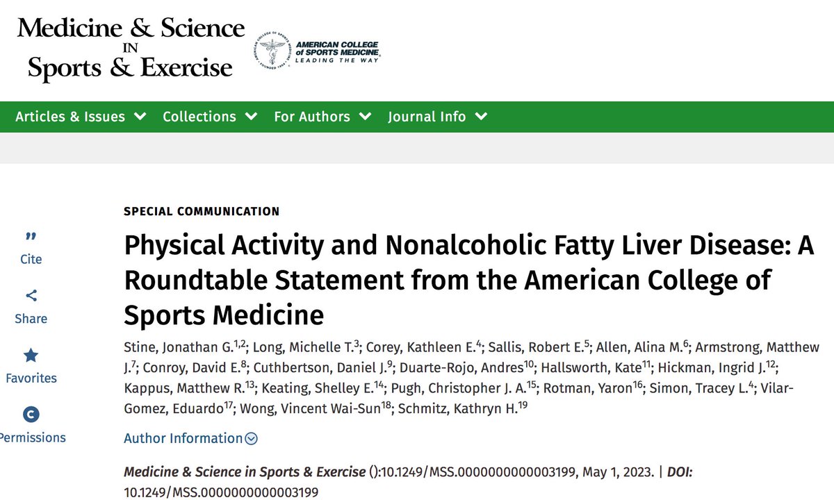 It's here! 30 consensus, evidence-based statements about Physical Activity and #NAFLD from @ACSM roundtable out today in @MSSEonline! journals.lww.com/acsm-msse/Abst… @fitaftercancer @DrMTLong @KathleenCoreyMD @drbobsallis @AlinaAllenMD @conroylab @djrcuthbertson @CJAPugh
