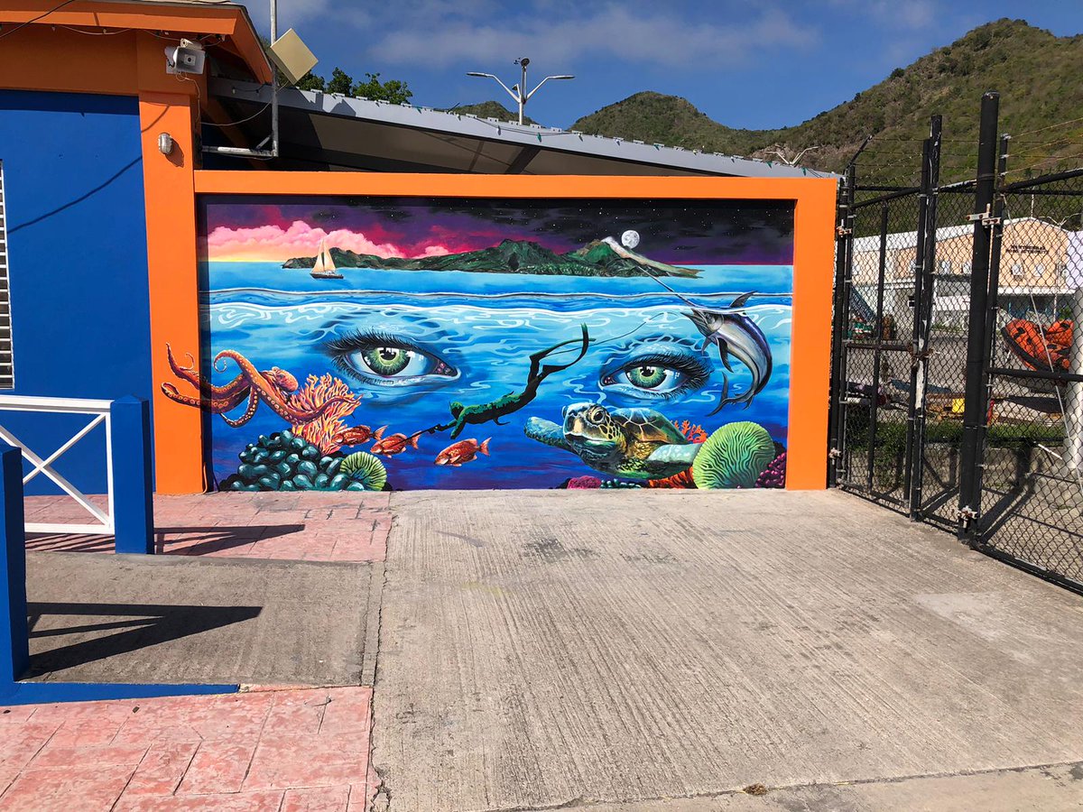 mvoms's tweet photo. Another amazing #mural completed!
One of several murals to be commissioned across Montserrat by the #MVO as part of the #CuratingCrisesProject geared at increasing volcanic risk awareness and promote Montserrat's rich history, culture and environment. https://t.co/5HkmOuspNG