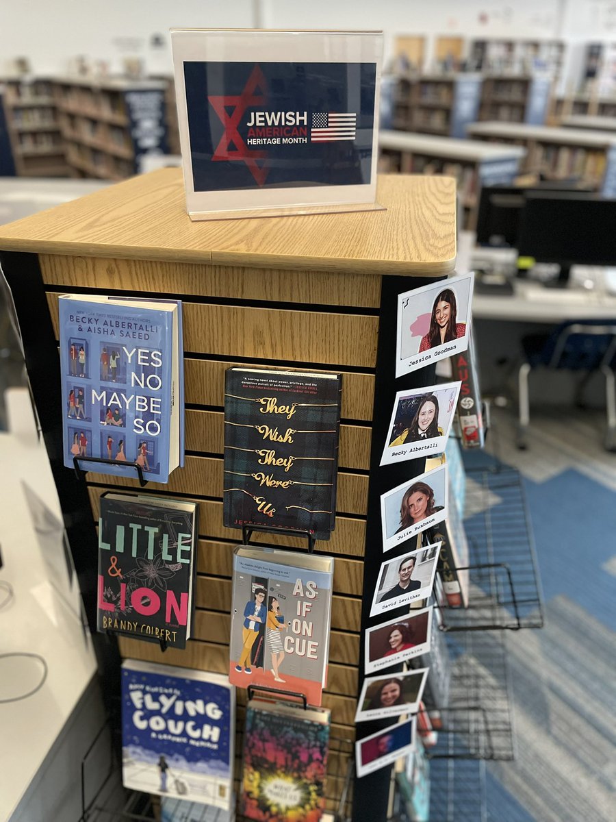 aussieandrew's tweet photo. The @HHS_MediaCenter is celebrating Jewish American Heritage Month. Come check out some great reads by Jewish authors. #hudmediatech https://t.co/mdgj0dPZRU