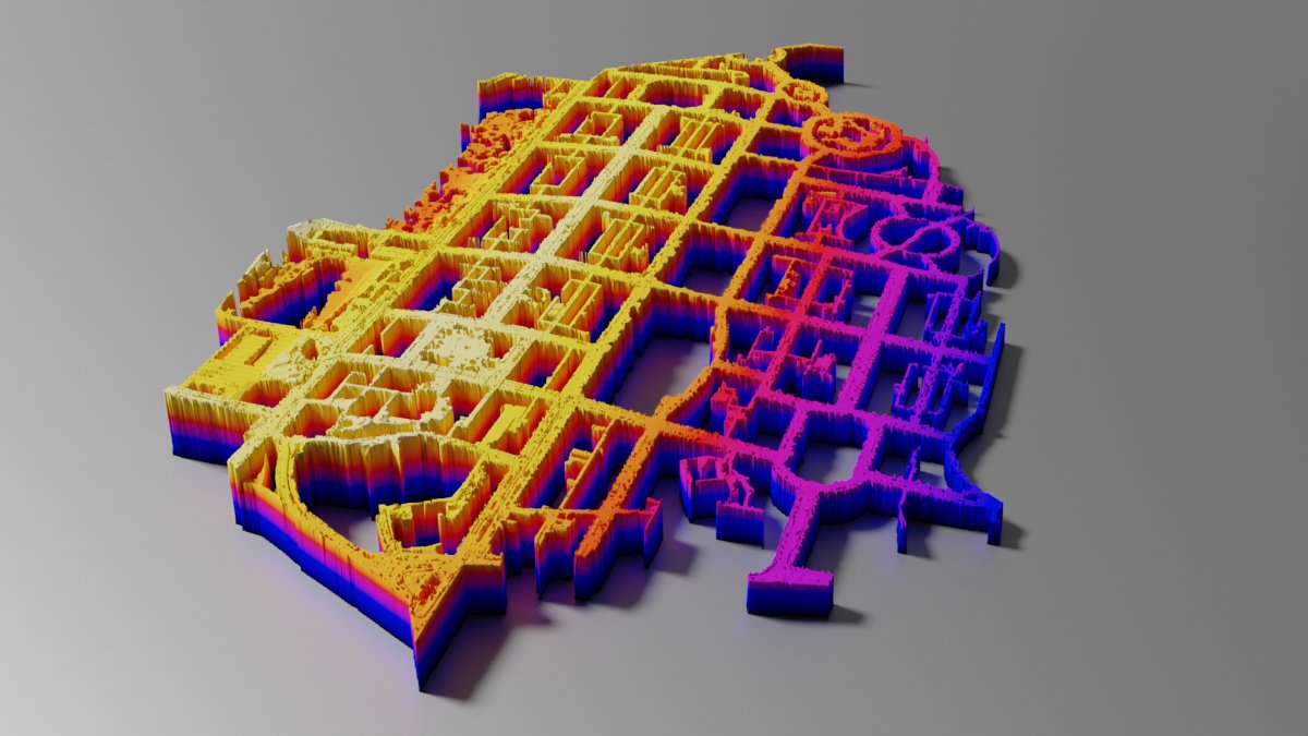 Edinburgh New Town Elevation. George Street is the backbone. #aerialod #qgis #b3d using #Whiteboxtools "remove off-terrain objects"