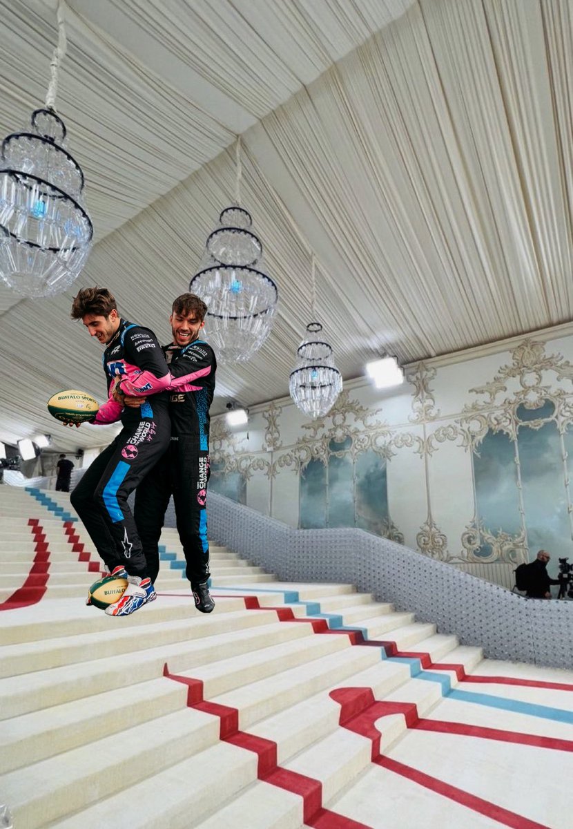 last minute! <a href="/PierreGASLY/">PIERRE GASLY 🇫🇷</a> and <a href="/jackdoohan33/">Jack Doohan</a> are making their way down the stairs at met gala !!
