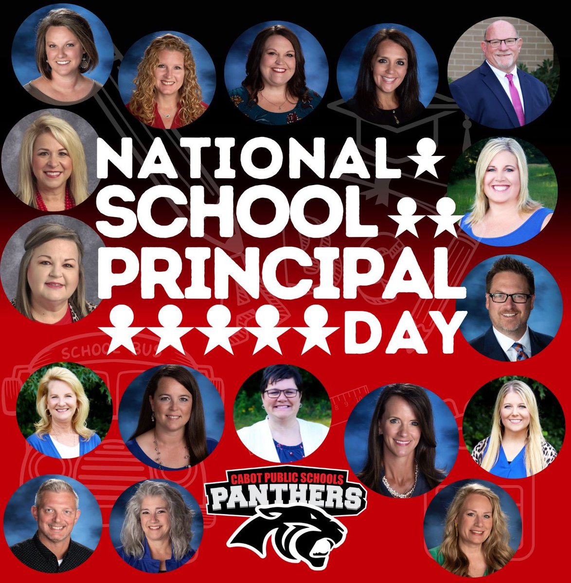 cabotsd's tweet photo. National School Principal Day! We can’t let the day go by without thanking and recognizing our amazing school principals. Their dedication, love, and commitment to our students and staff make us Panther Proud! 🐾❤️ https://t.co/29DELTAhvF