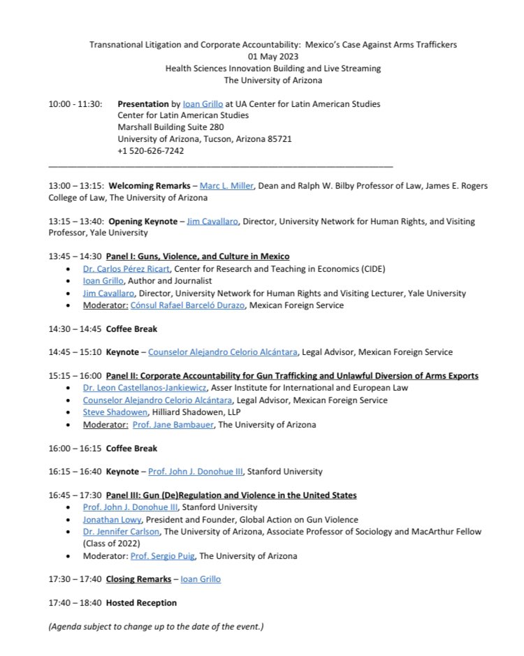 STARTING NOW: Panel II of this @MX_UArizona event, featuring @acelorioa and @leoncastjan. 

@jlowy_gagv will participate virtually on Panel III.

#actiononguns #stopguntrafficking