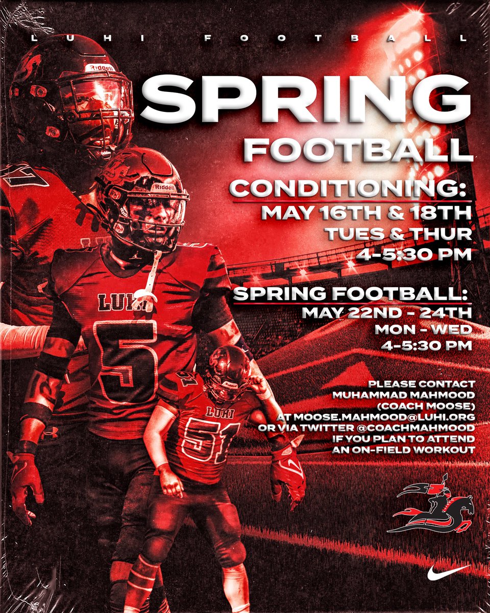LuHiFootball's tweet photo. 🚨College Coaches🚨

Here is our Spring Football Schedule. We'd love to have you stop by and check us out. We have some ELITE dudes. Can ball, have academic discipline, and are culture fits. https://t.co/7q1oZTkXjG