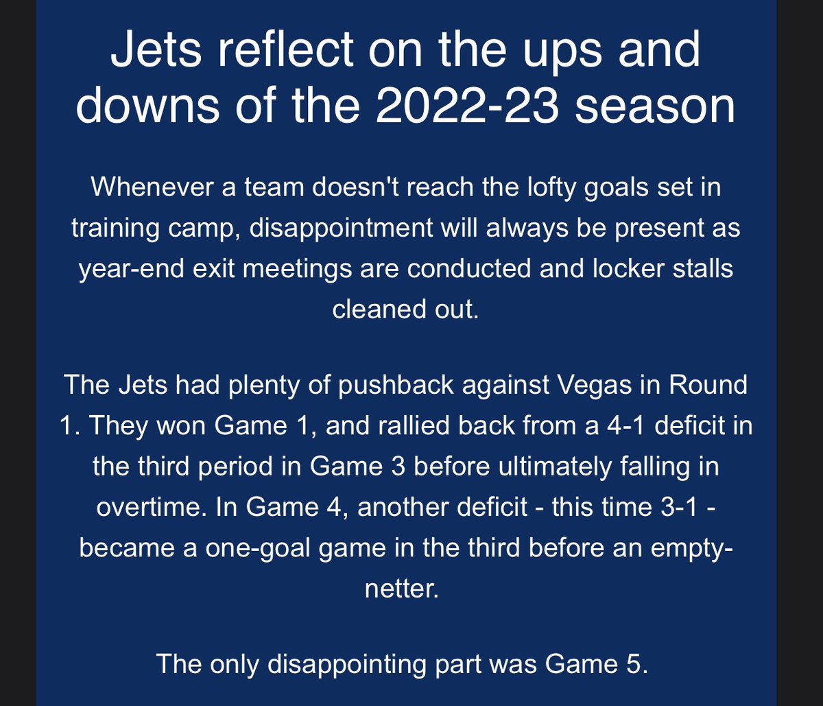 ScottBilleck's tweet photo. Interesting wording in today’s #NHLJets email. Rick Bowness didn’t walk back his pushback comments, but the team continues to undermine the head coach. https://t.co/tOf62WhgHE