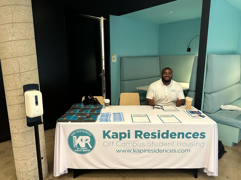 KapiResidences's tweet photo. Were you able to catch us at the student orientation?  With our expert guidance and top-notch amenities, you'll love where you live. Don't miss out on the opportunity to live in the best housing around - contact us today! https://t.co/MaeNxKv95H