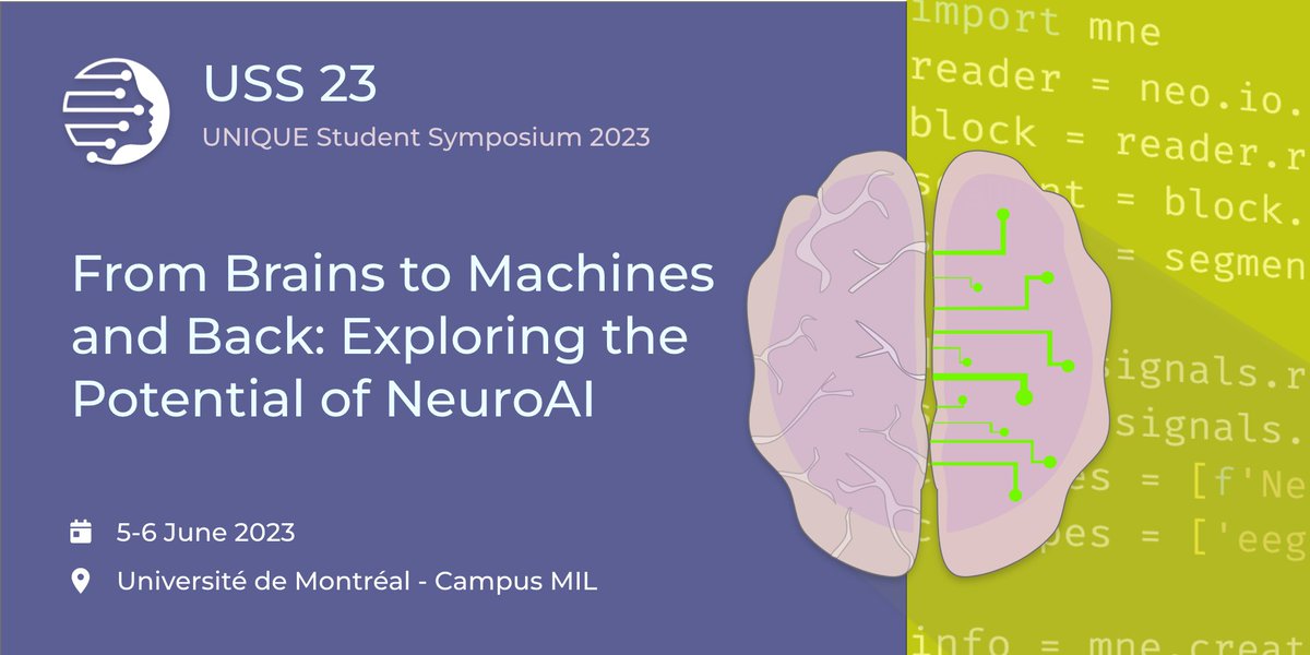 ai_unique's tweet image. 📢 USS2023 (UNIQUE Student Symposium) will take place on June 5-6!

Our Keynote speakers 🧠:
- Dr. Guillaume Dumas
- Dr. Marco Bonizzato
- Dr. Shahab Bakhtiari

More speakers to be announced soon!

Want to present a poster? Fill out the form before May 7: forms.gle/BfXpS1Gcb3EEYv…