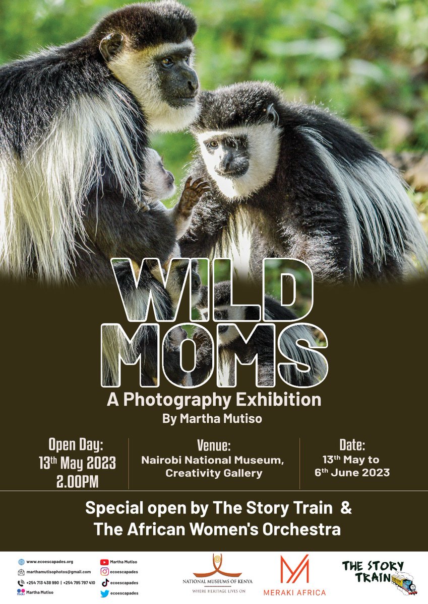 🐾Mark your calendars 🐦 Wild Moms: Solo Wildlife Photography Exhibition 🐾 13th May 2023 🐦 2:00PM 🐾 Nairobi National Museum, Creativity Gallery 🐦
🐾 The exhibition showcases wild animals with their babies.
#ecoescapades #biodiversity #photoexhibition