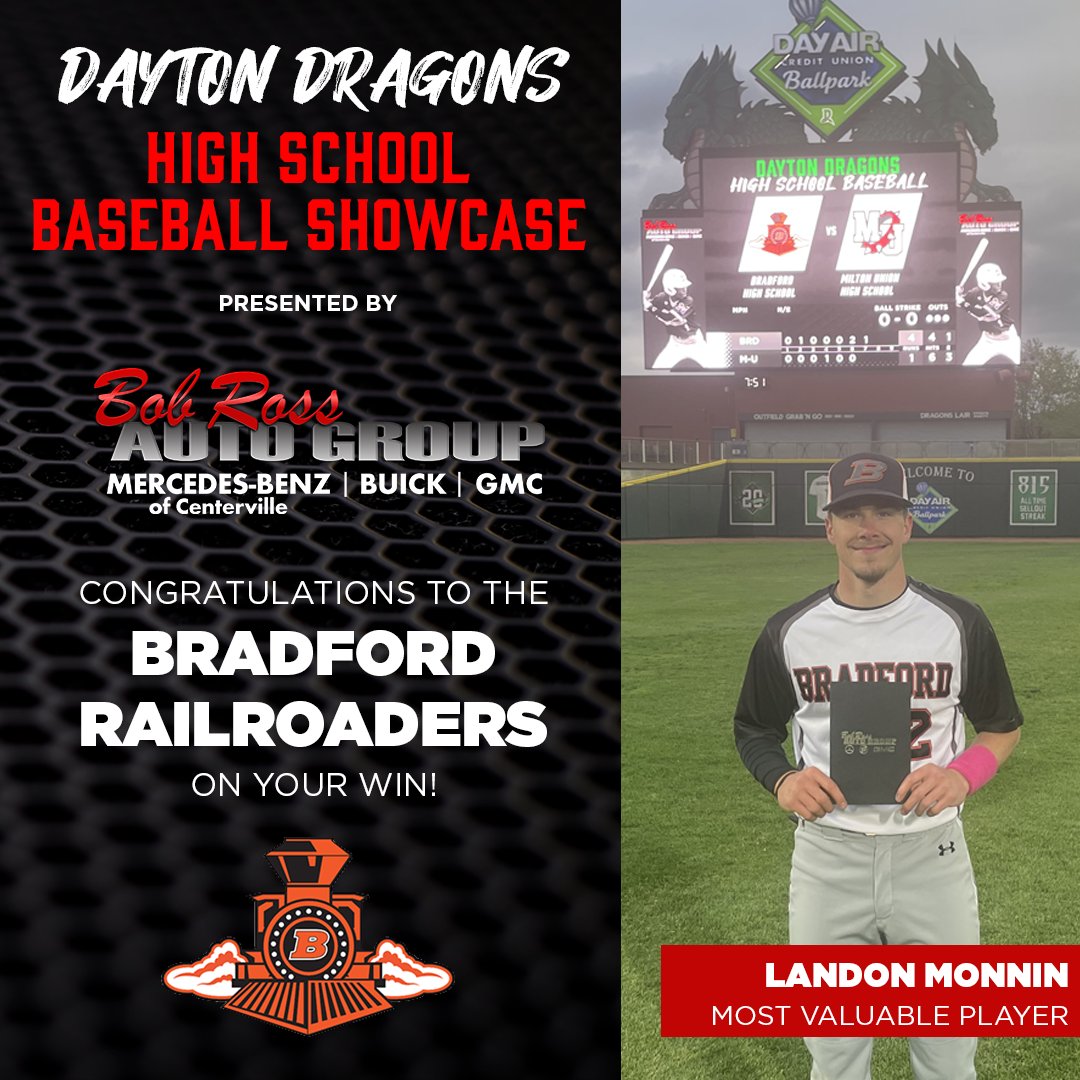 BobRossAuto's tweet image. Congratulations, and thank you to all the teams and MVPs who have participated in the @DragonsBaseball High School Baseball Showcase, presented by #BobRossAutoGroup! 

For the remaining schedule, please visit daytondragons.com/hsbaseball.