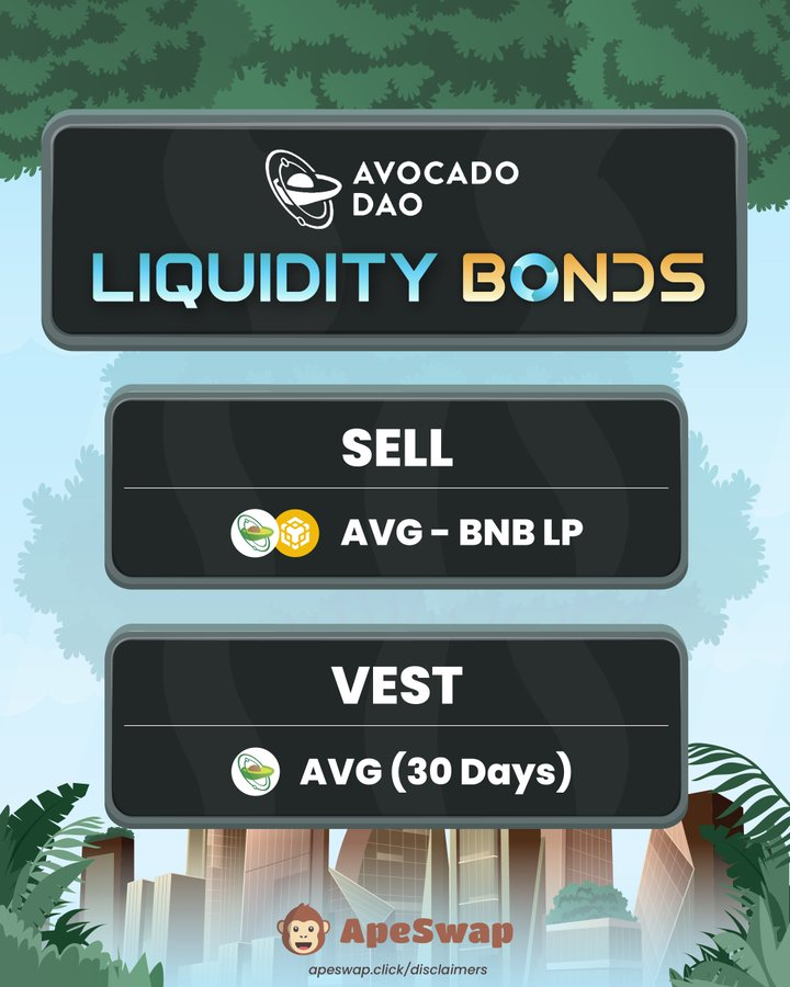 FLS_News_1's tweet photo. 🥑 @Avocadoguild Liquidity Bonds On @Ape_swap!
✅Sell AVG-BNB LP
✅Vest $AVG
✅Vesting Period: 30 Days
🥑 #AvocadoGuild is a web3 gaming community that aims to unlock life-changing opportunities & rewarding experiences.
⬇️INFO
https://t.co/3bob42pK5V https://t.co/DMTitAtRyW