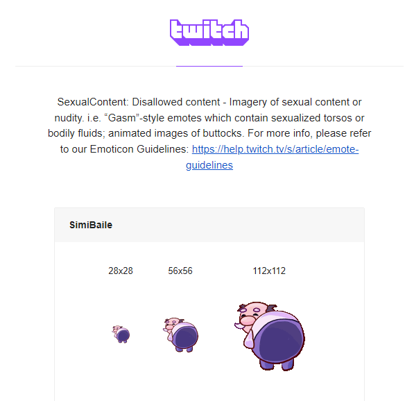 LuccyArt's tweet photo. @TwitchSupport Hi, why this emote was rejected if it doesn't violate any guidelines, I do not receive an answer or reason 😔 https://t.co/peDeGt8XDc