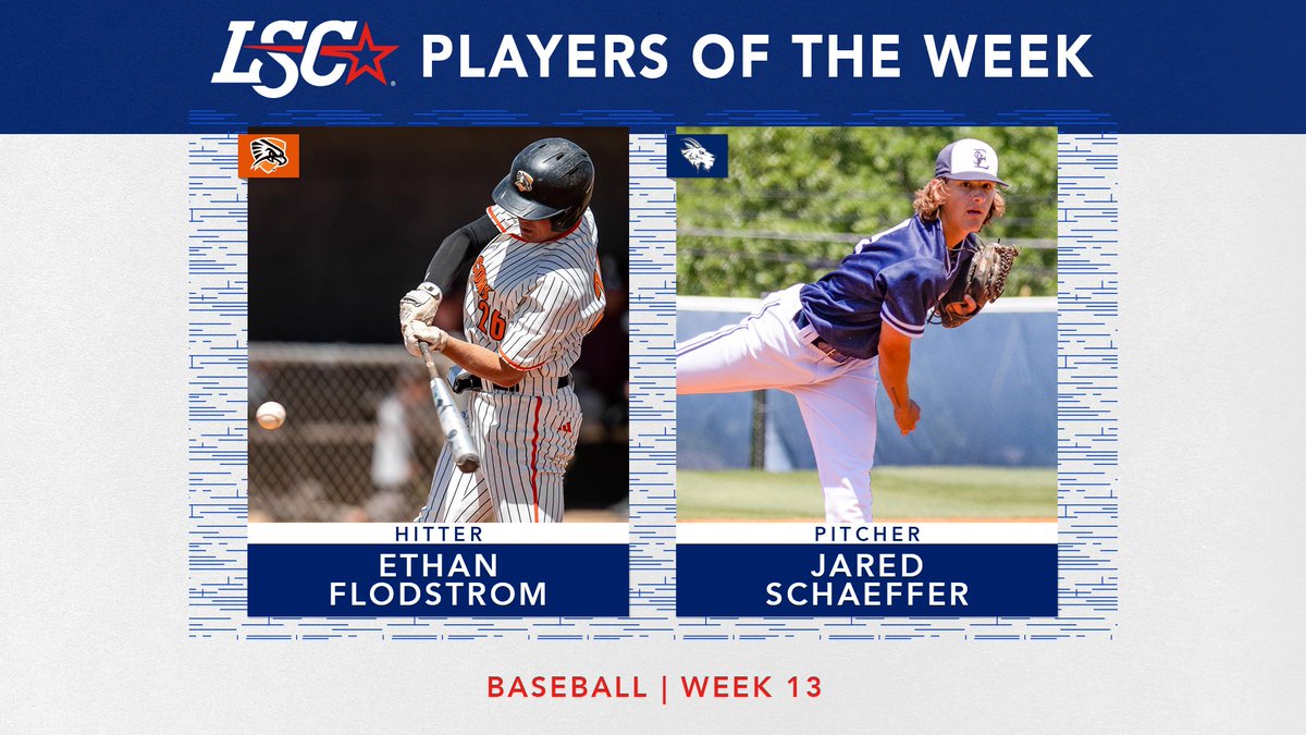 LoneStarConf's tweet image. #LSCbase Players of the Week 

Hitter: Ethan Flodstrom, @utpbfalcons 

Pitcher: Jared Schaeffer, @SEUAthletics 

🔗 bit.ly/3p2S2LB

#D2BB