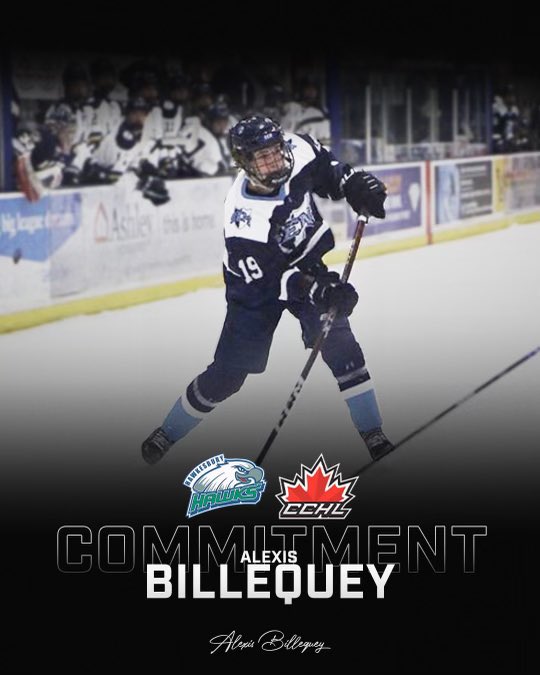 The Flock is happy to announce the commitment of Alexis Billequay for the 2023-2024 season. 

Alexis was an all-star in the MPHL.

“At almost 2 points per game, we expect him to be a big part of our offence next season”, said GM Marc Bernique. 

<a href="/thecchl/">The CCHL</a> #FearTheFlock