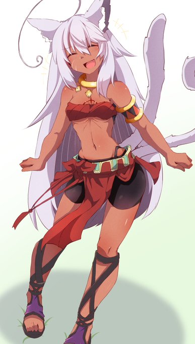 ほぼ毎日うちの子   
460枚目 リーシア(褐色+白髪+猫又モード)

今日もリーシアは可愛いですね。 