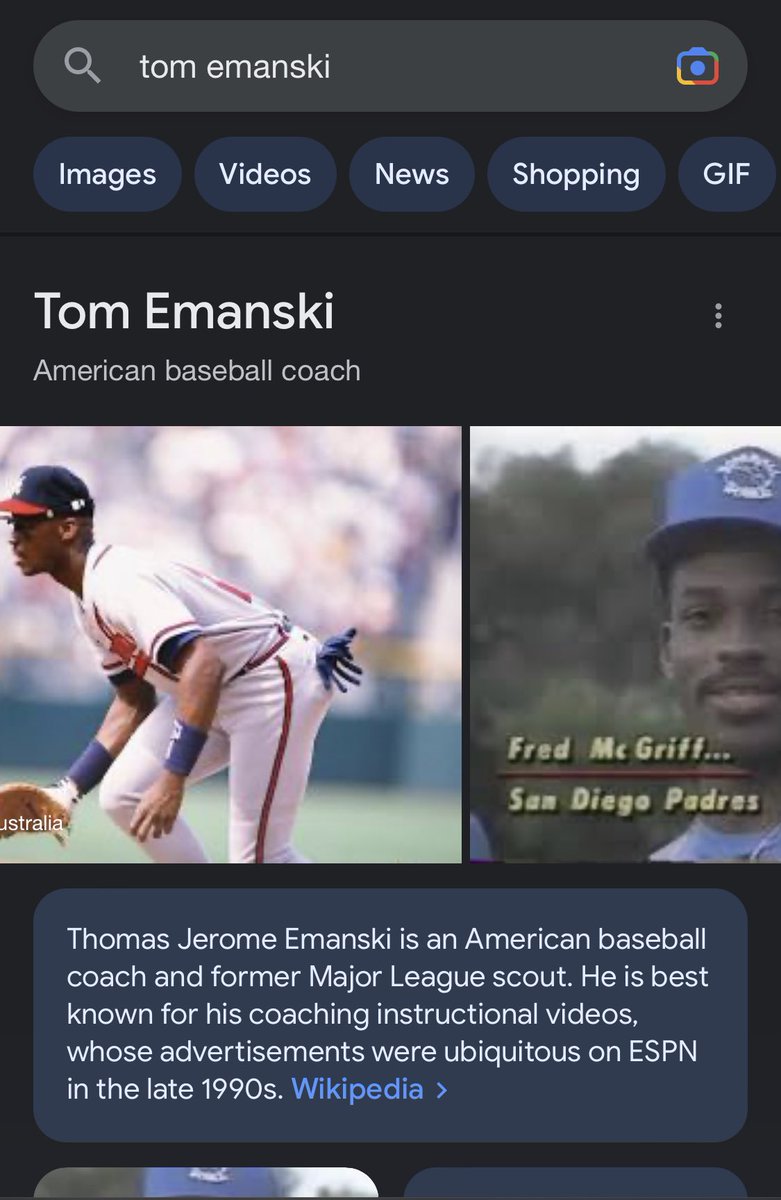 ChasingLenny's tweet photo. #TomEmanski
Fun fact: google “Tom Emanski” and the first thing you see are pictures of the Crime Dog himself. https://t.co/A270SvqO73