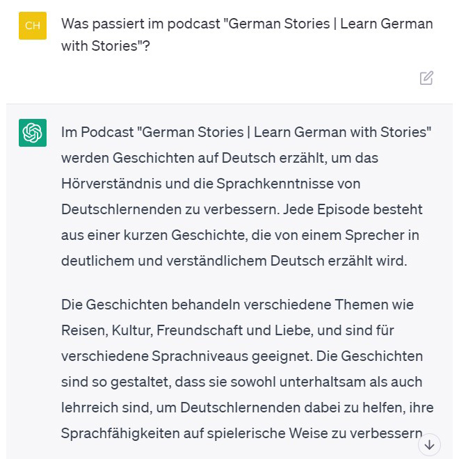 _germanstories's tweet photo. Translation in 5 minutes
#GermanPodcast #LearnGerman #Deutschlernen #GermanStories #GermanLanguage #DeutschlernenmitSpaß #GermanLearning #GermanLanguageLearning #LanguageLearning #Sprachenlernen #Podcast #GermanStoriesPodcast #LanguagePodcast #AIAssistant #ChatGPT https://t.co/3PGkaGyYIN