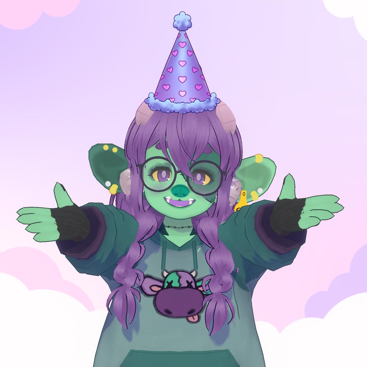 💚💜 GOING LIVE @ 8:00 PM (PDT)/11:00 PM (EDT)/3:00 AM (UTC) TONIGHT!! 💚💜

Oh won't you please come to my birthday slumber party? Let's play some nostalgic games and hang out tonight!

LINK IN REPLIES

#ENVtuber #VTuber #Goblin #Zombie #cozychaos #BirthdayParty #birthdaystream