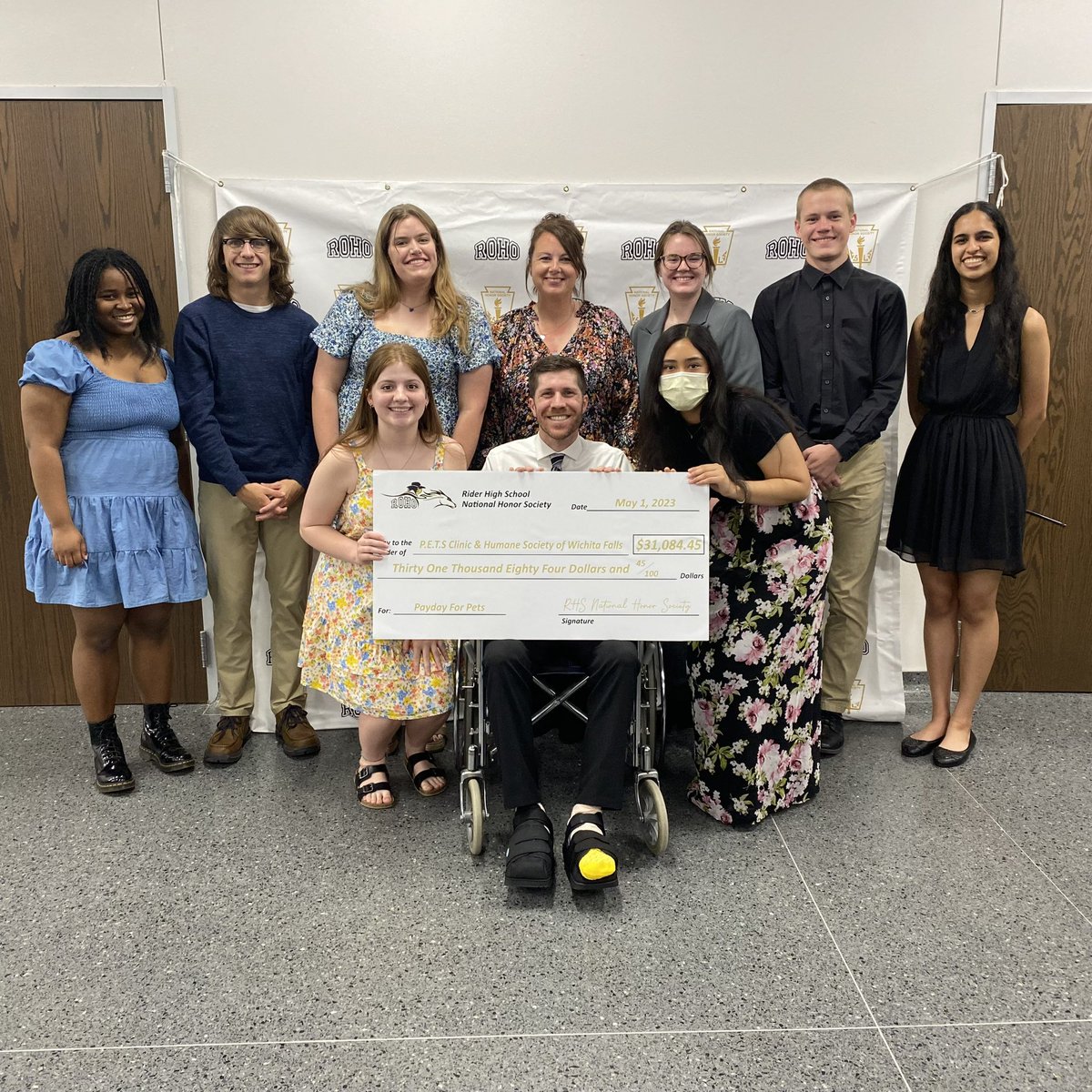 ThBryceisRight_'s tweet photo. Happy to celebrate the @RiderRaiders National Honor Society tonight at our 2023 induction ceremony and present a check for a record amount of $31,084 this year to @PETSWF and the Humane Society. #PaydayforPets https://t.co/DfWau4MygX