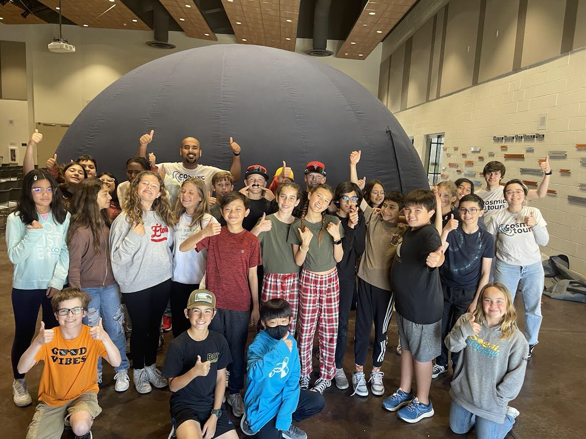 5th grade classes were each able to step inside the Cosmic Tours portable planetarium in our PAC. Ss have been studying stars and space in Science. They toured space, pointed out constellations and learned more about our galaxy. HUGE thanks to @DP_PTO for finding this! ✨🪐🚀