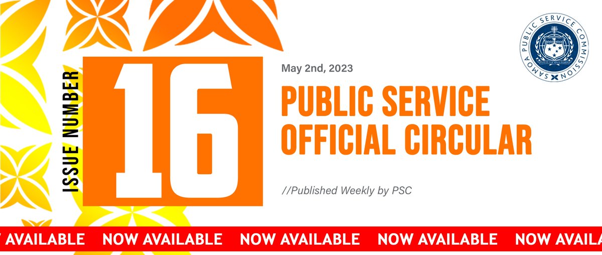 samoapsc's tweet photo. #NowAvailable Public Service Official Circular 2023 Issue 16 : 2nd May 2023
https://t.co/Th2QQzXJja https://t.co/clByVbq6eA