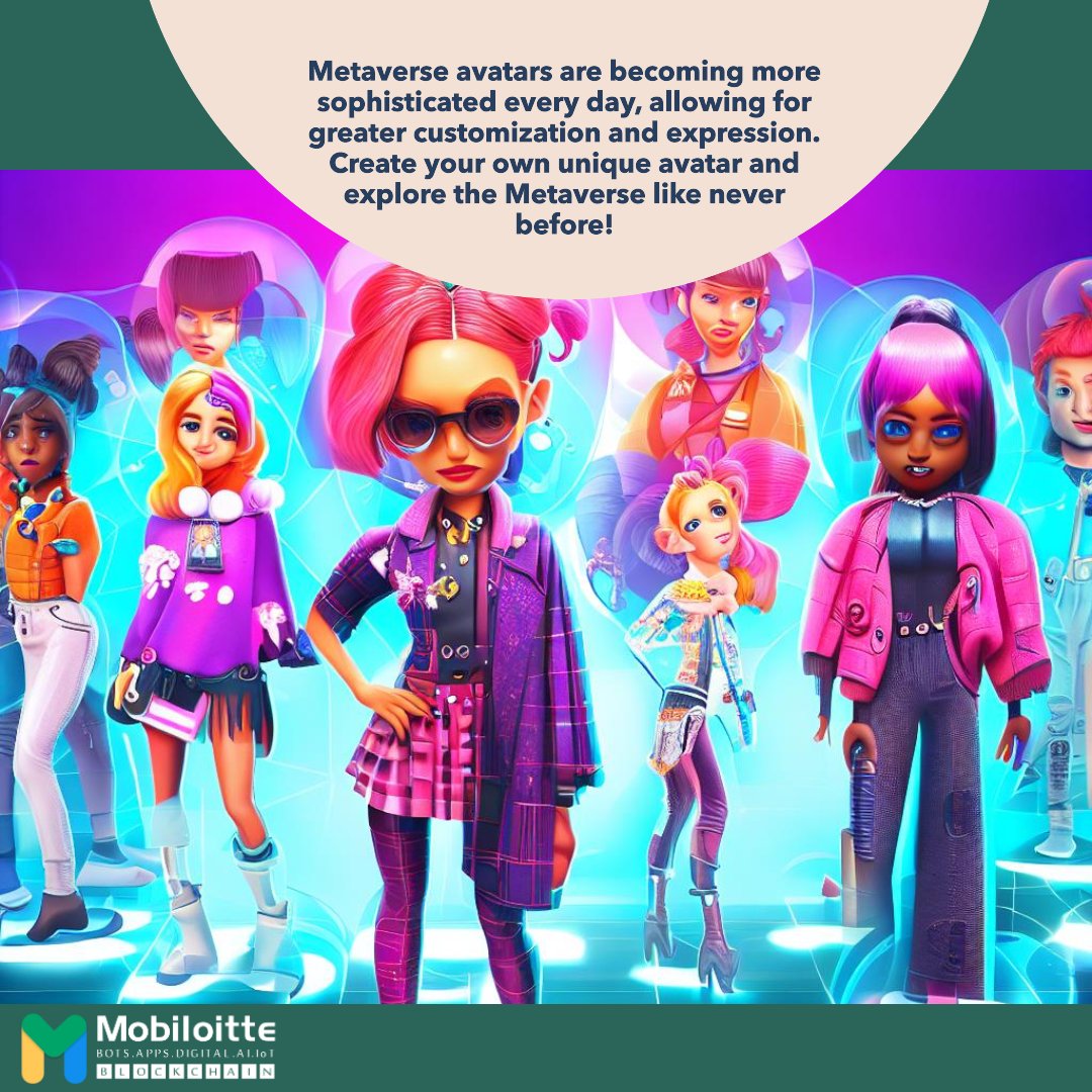 Mobiloitte's tweet image. Step into the future of digital immersion! Metaverse avatars have evolved into a whole new level of sophistication, giving you endless possibilities for personalization and self-expression. 

bit.ly/3FUZ8bb

#metaverse #avatarcustomization #digitalexploration #mobiloitte