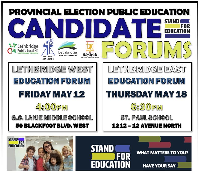 Holy Spirit Catholic School Division (@holyspiritrcsd) on Twitter photo #AlbertaElection2023 will take place on May 29, 2023! To learn more about our local candidates, #hs4 is working with @hsatalocal5, <a href="/ATALocal41/">ATA Local #41</a>, and <a href="/LethSchDivision/">LethbridgeSchoolDivision</a> to host Public Education Candidate Forums for both #yql east and west. All are welcome: holyspirit.ab.ca/resources_publ… #AlbertaElection2023 will take place on May 29, 2023! To learn more about our local candidates, #hs4 is working with @hsatalocal5, <a href="/ATALocal41/">ATA Local #41</a>, and <a href="/LethSchDivision/">LethbridgeSchoolDivision</a> to host Public Education Candidate Forums for both #yql east and west. All are welcome: holyspirit.ab.ca/resources_publ…