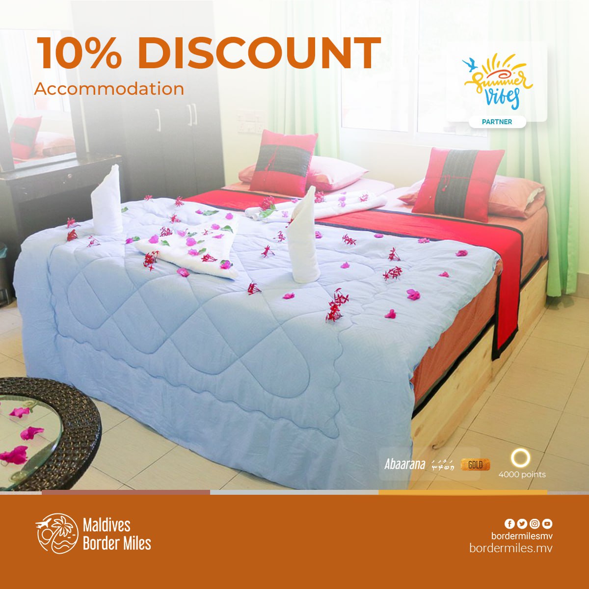 BorderMilesMv's tweet photo. Enjoy the beachfront accommodation at @summervibesmaldives on the beautiful Rasdhoo island.
Abaarana members can enjoy 10% discount on their accommodation during the stay.
#BorderMiles #BordermilesMV #WorldsLeadingDestination #VisitMaldives #SunnysideofLife https://t.co/d7vEAZMho6