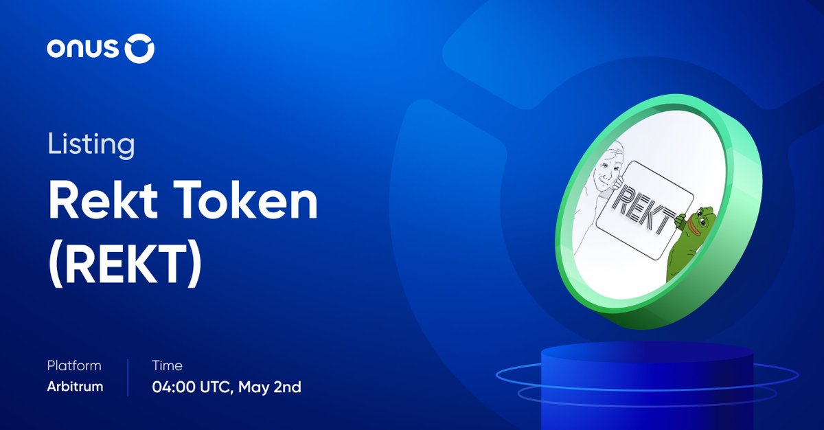 🔥 Rekt Token ($REKT) gets listed on ONUS

Starting from 04:00 UTC on May 2nd, we officially list Rekt Token ($REKT) on the ONUS application.

Soon after $REKT is added, users can perform Off-chain and Trade features with REKT.

👉 Details: bit.ly/40UfF6D