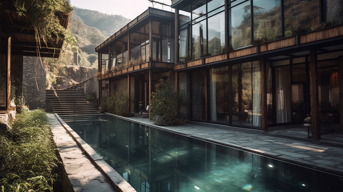 dxmid's tweet photo. 🏔️🌿 #DXMID is excited to showcase 3 hotel design complex in the breathtaking #Himalayas of #Nepal! Embracing sustainable, lean #luxury principles, mixing consciousness with ultimate comfort. Prepare for an unforgettable mountain escape that treads lightly on the Earth. 🇳🇵✨ AI https://t.co/um6L8FM8a0