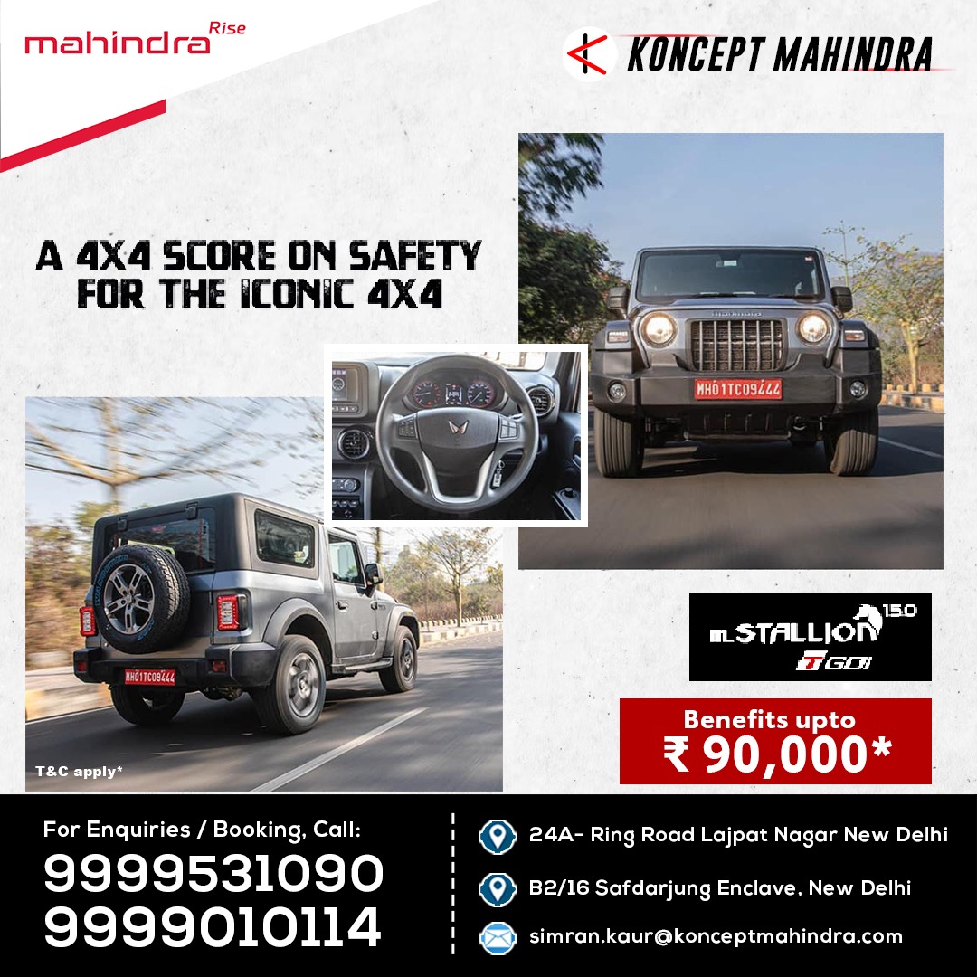 Don't settle for an ordinary SUV - upgrade to the Mahindra Thar 4x4 and experience the thrill of the journey like never before!
#MahindraThar #4x4Adventures #OffRoadCapability #4x4Petrol #mStallion150TGDIengine  #Thar4x4Petrol #UpgradeToday
.
👉 Book a #TestDrive now!