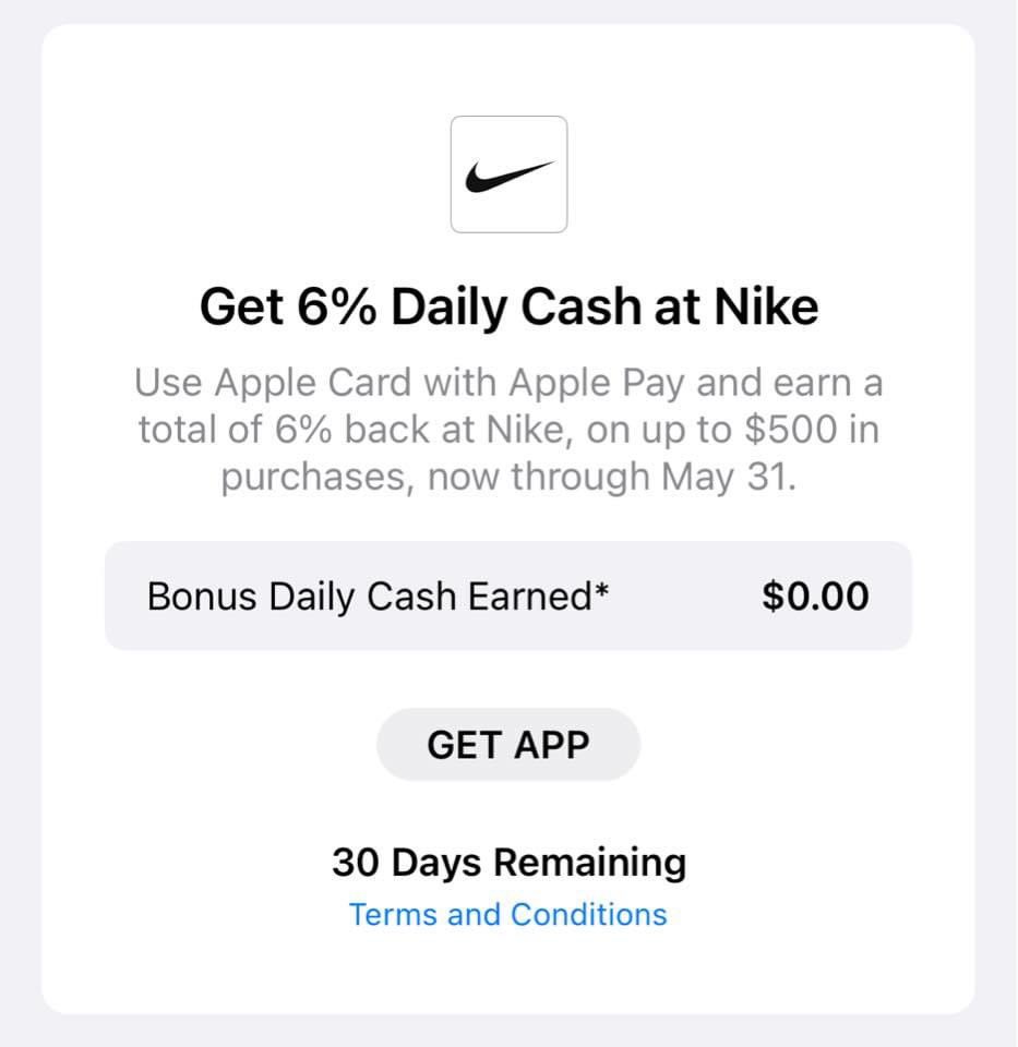SincereCurls's tweet photo. Sneakerheads rejoice! Get 6% cashback (up to $500) on Nike purchases with the Apple Card + Apple Pay. Don't wait, deal ends May 31. New users earn $75 on their first purchase! 

Apply: https://t.co/VJ9QbbTT5Y 

#Sneakerhead #AppleCard #Nike https://t.co/5xarqq11MA