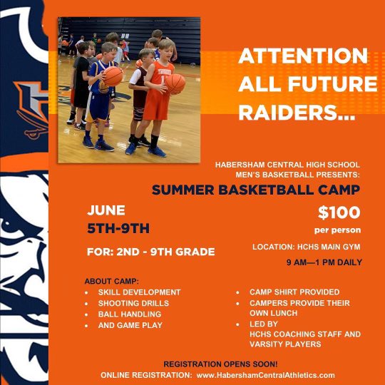 HCHS_Basketball's tweet photo. Don’t miss out! Summer Basketball Camp is almost here! https://t.co/m7GNvhdI1K