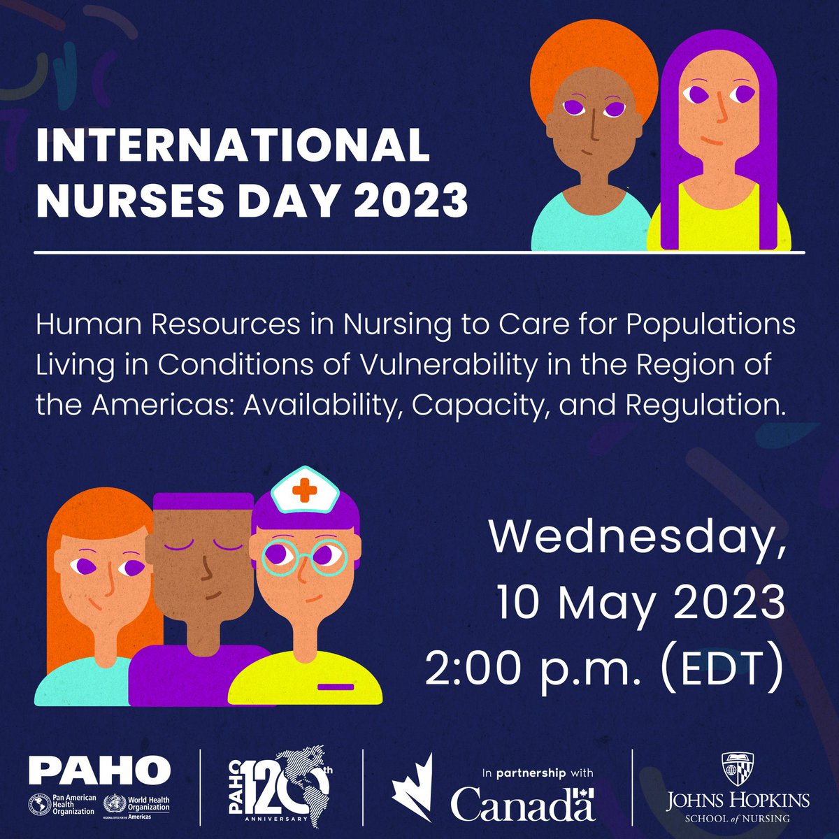 #InternationalNursesDay 

Together with our key partners, we will share knowledge and actions to advance nursing professionals' access, availability, and capacity in the Region of the Americas. 🌎
📆 Wednesday, 10 May 🕑 2:00 p.m. (EDT)
Register here 👉 paho.org/en/events/inte…