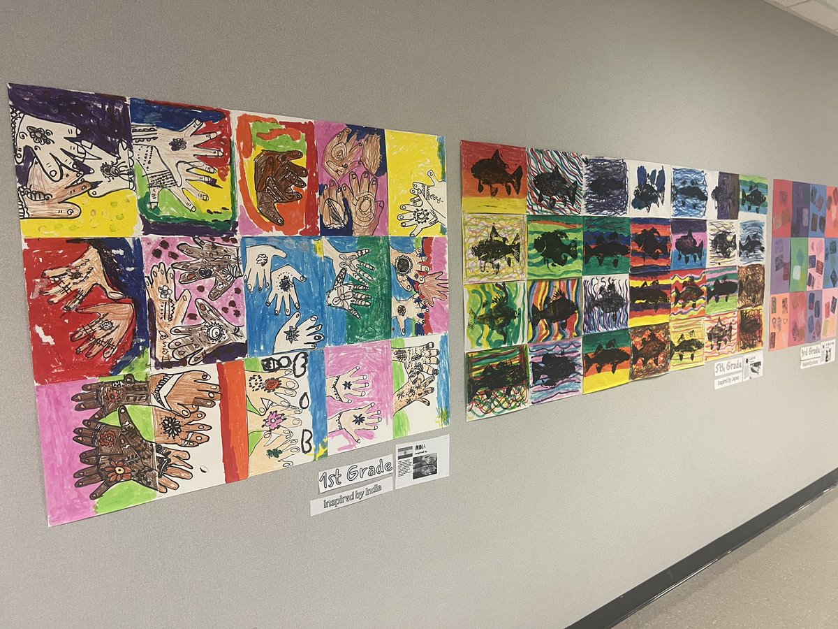 mslowpaz's tweet photo. It’s May, which means new #aldineart on the @CypresswoodES walls! We were inspired by #AAPI23 & Korea, China, Hawaii, India & Japan #cwoodcreates #AldineConnected @NewmanKaileigh @TrentGJohnson @drgoffney #mustmakemon #k12artchat #elementaryart #printmaking #mixedmedia #artclass https://t.co/YABMVPwzNA