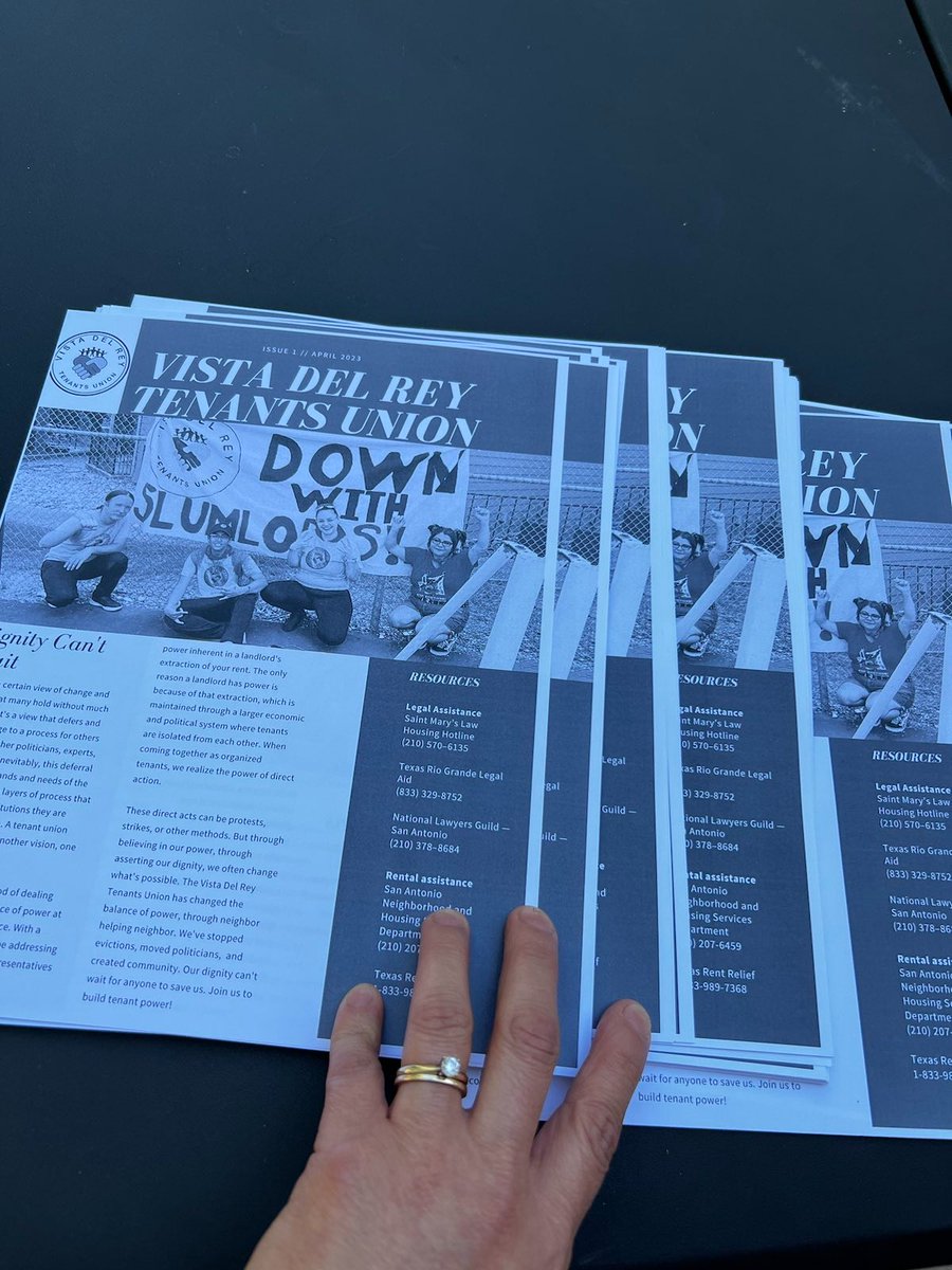 TenantsUnionSA's tweet photo. Happy May Day! Some members tabled for events marking May Day over the weekend. Catch us Wednesday at Woodlawn Pointe at 702 Donaldson Ave for our first May General Assembly! Up with the workers, down with the bosses! Up with the tenants, down with landlords! #MayDay #TenantPower https://t.co/3iYGD8n4mQ